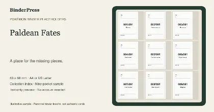 Paldean Fates master set placeholder binder page – printable