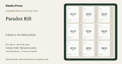 Paradox Rift master set placeholder binder page – printable