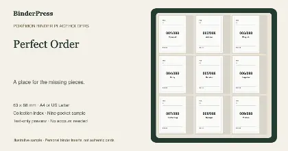 Perfect Order master set placeholder binder page – printable