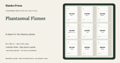 Phantasmal Flames master set placeholder binder page – printable