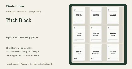 Pitch Black master set placeholder binder page – printable