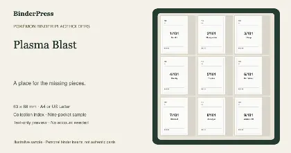 Plasma Blast master set placeholder binder page – printable