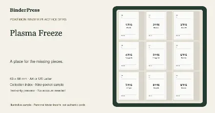 Plasma Freeze master set placeholder binder page – printable