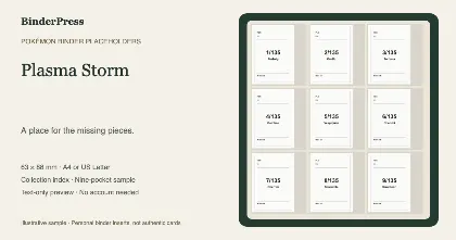 Plasma Storm master set placeholder binder page – printable