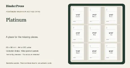 Platinum master set placeholder binder page – printable