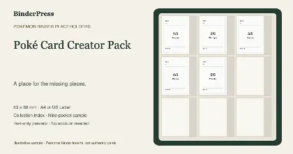 Poké Card Creator Pack master set placeholder binder page – printable