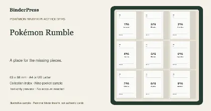 Pokémon Rumble master set placeholder binder page – printable