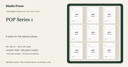 POP Series 1 master set placeholder binder page – printable