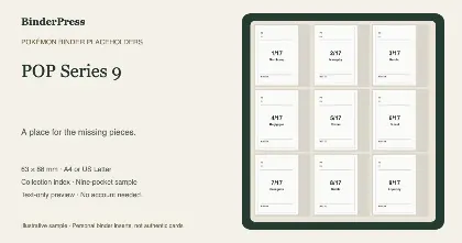 POP Series 9 master set placeholder binder page – printable