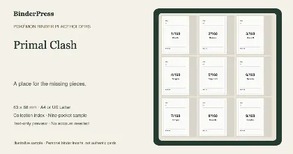 Primal Clash master set placeholder binder page – printable