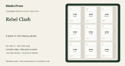 Rebel Clash master set placeholder binder page – printable