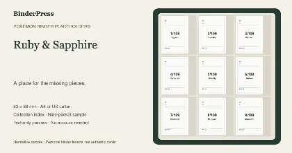 Ruby & Sapphire master set placeholder binder page – printable