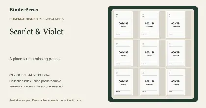 Scarlet & Violet master set placeholder binder page – printable