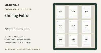 Shining Fates master set placeholder binder page – printable