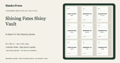 Shining Fates Shiny Vault master set placeholder binder page – printable