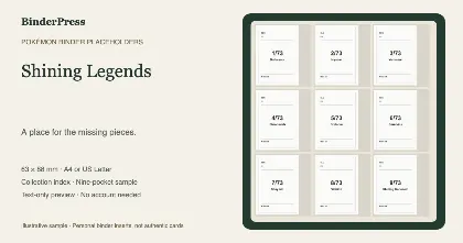 Shining Legends master set placeholder binder page – printable