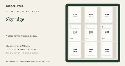 Skyridge master set placeholder binder page – printable