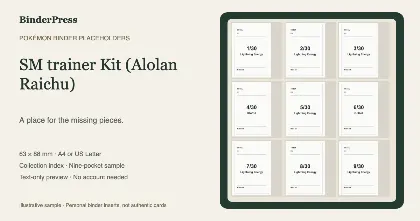 SM trainer Kit (Alolan Raichu) master set placeholder binder page – printable