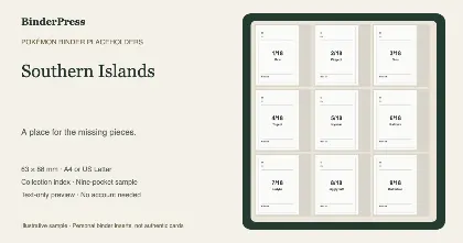 Southern Islands master set placeholder binder page – printable