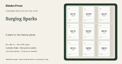 Surging Sparks master set placeholder binder page – printable