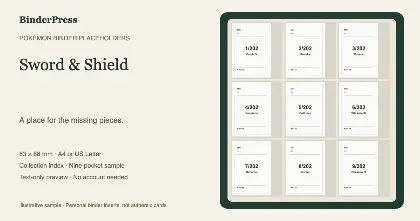 Sword & Shield master set placeholder binder page – printable