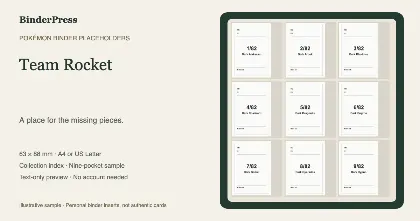 Team Rocket master set placeholder binder page – printable