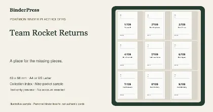 Team Rocket Returns master set placeholder binder page – printable