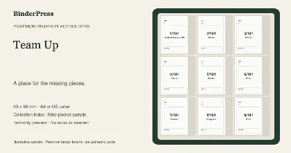 Team Up master set placeholder binder page – printable