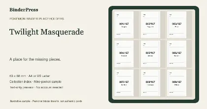 Twilight Masquerade master set placeholder binder page – printable