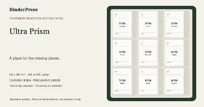 Ultra Prism master set placeholder binder page – printable