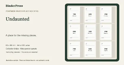 Undaunted master set placeholder binder page – printable
