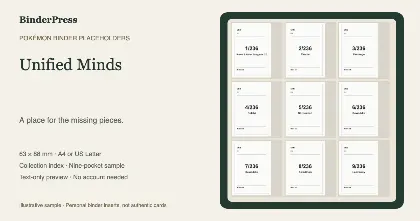 Unified Minds master set placeholder binder page – printable