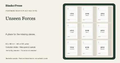 Unseen Forces master set placeholder binder page – printable