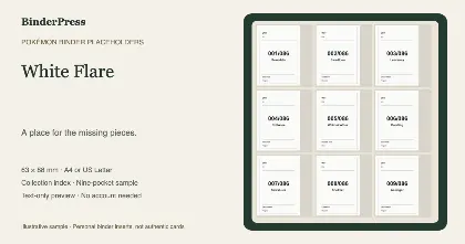 White Flare master set placeholder binder page – printable