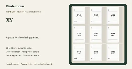 XY master set placeholder binder page – printable