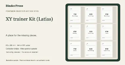 XY trainer Kit (Latias) master set placeholder binder page – printable