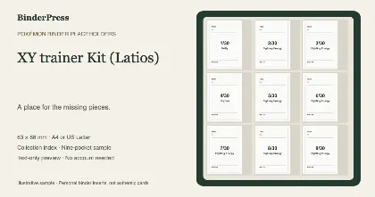 XY trainer Kit (Latios) master set placeholder binder page – printable