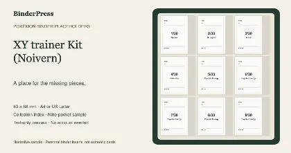 XY trainer Kit (Noivern) master set placeholder binder page – printable