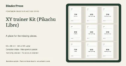 XY trainer Kit (Pikachu Libre) master set placeholder binder page – printable