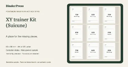 XY trainer Kit (Suicune) master set placeholder binder page – printable