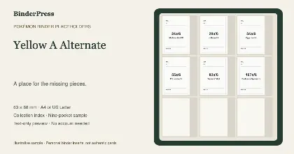Yellow A Alternate master set placeholder binder page – printable